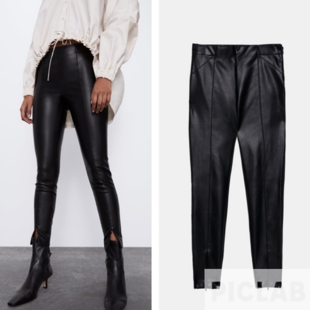ZARA | Black Faux Leather Leggins